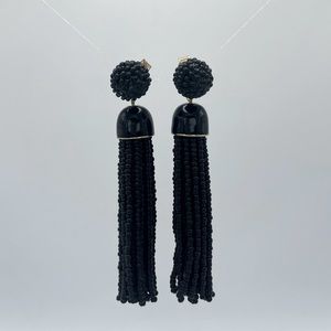 JCrew Black Beaded Tassel Earrings